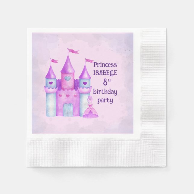 Chic Magical Fairytale Princess Birthday Party Napkins (Front)