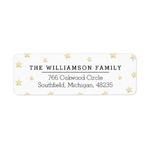 Chic Magical Gold & Black Starry Night Pattern Label