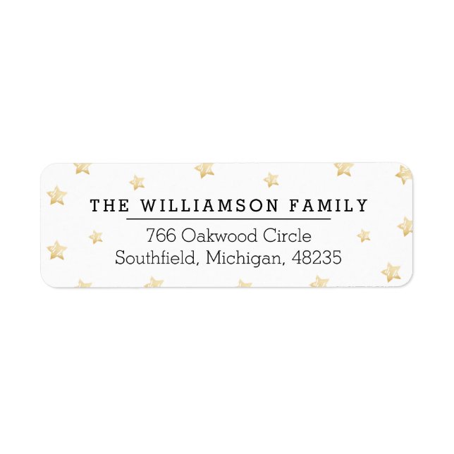 Chic Magical Gold & Black Starry Night Pattern Label (Front)