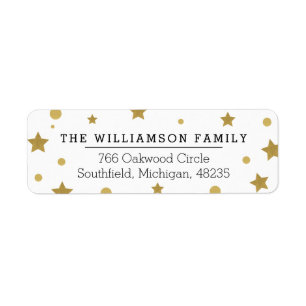 Chic Magical Gold & Black Stars & Polka Dot Label