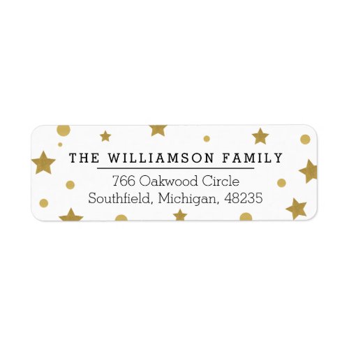 Chic Magical Gold  Black Stars  Polka Dot Label