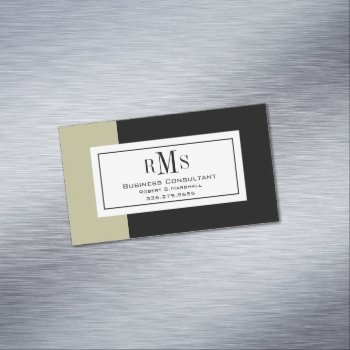 Chic Magnetic Business Card_black/white/stone Magnetic Business Card by GiftMePlease at Zazzle