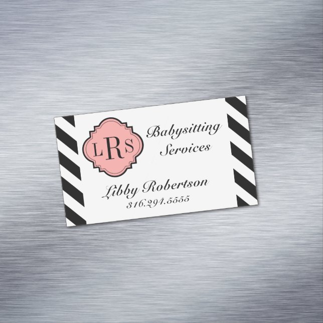 CHIC MAGNETIC BUSINESS CARD_BLACK/WHITE STRIPES BUSINESS CARD MAGNET (In Situ)