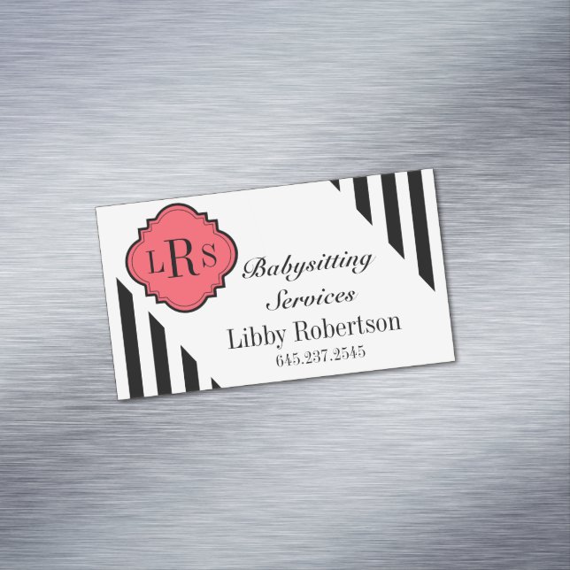 CHIC MAGNETIC BUSINESS CARD_BLACK/WHITE STRIPES MAGNETIC BUSINESS CARD (In Situ)