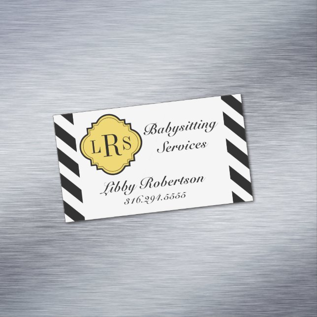 CHIC MAGNETIC BUSINESS CARD_BLACK/WHITE STRIPES MAGNETIC BUSINESS CARD (In Situ)