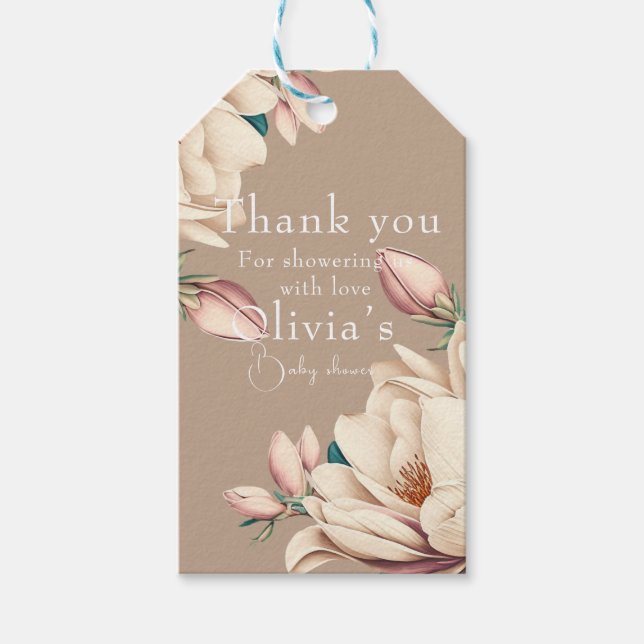 chic magnolia floral  gift tags (Front)