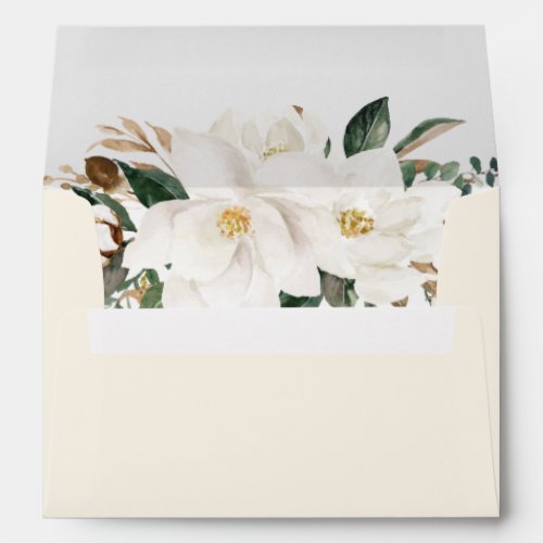 Chic Magnolia Floral Greenery 5x7 Card Wedding A7 Envelope