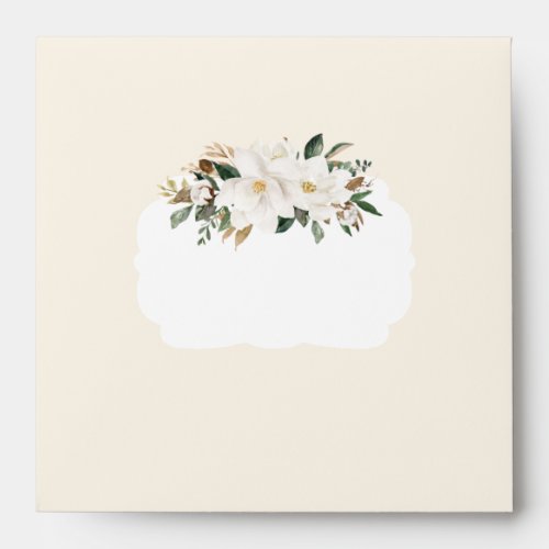 Chic Magnolia Floral Greenery Wedding Square Envelope