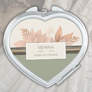 Chic Maid of Honor Gift Boho Wedding Compact Mirror