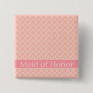 Chic Maid of Honor Pink and White Button
