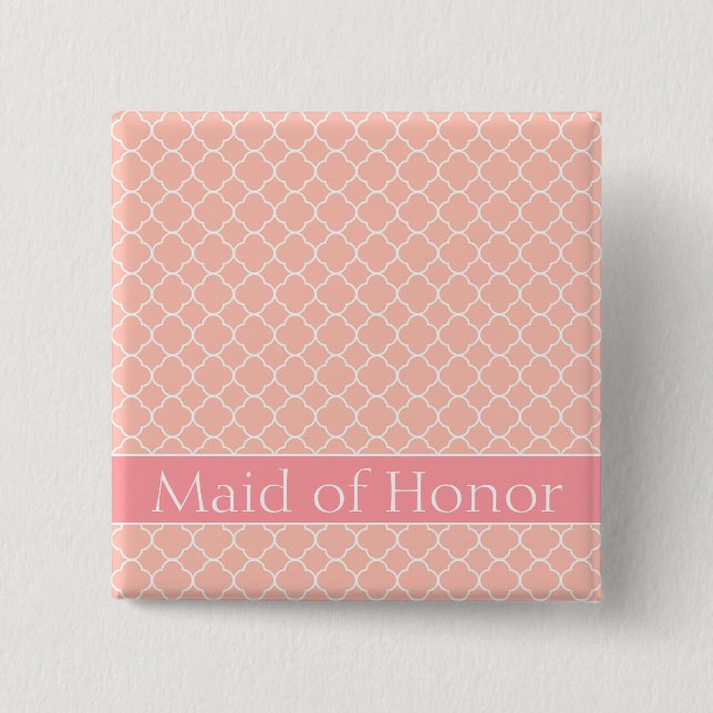 Chic Maid of Honor Pink and White Button (Front)