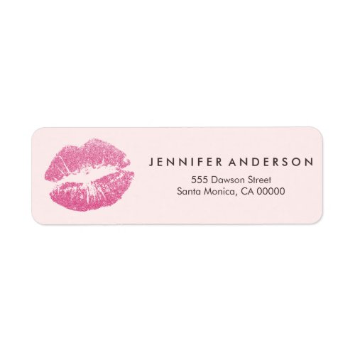 Chic Makeup Artist Blush Light Pink Glitter Lips Label