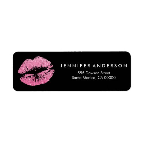 Chic Makeup Artist Blush Pink Glitter Lips Label