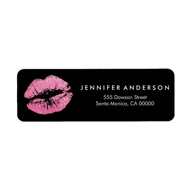 Chic Makeup Artist Blush Pink Glitter Lips Label (Front)