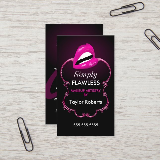 Chic Makeup Artist Business Card (Front/Back In Situ)