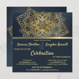 Chic Mandala Floral Wedding Invitation