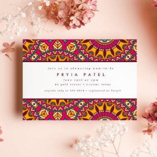 Chic Mandala Henna Colorful Indian Baby Shower Invitation