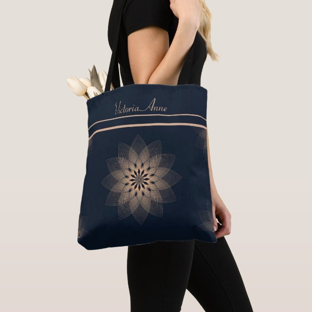 Chic Mandala Monogrammed  Tote Bag (Close Up)