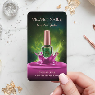 Chic Manicurist Artist Nail Dark Green Blush Pink Business Card