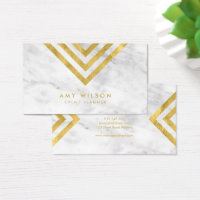 Chic Marble and Faux Gold Geometric Business Card