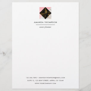 Chic Marble and Foil Geometric Letterhead