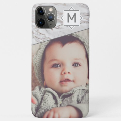 Chic Marble and Monogram with Custom Photo iPhone 11 Pro Max Case