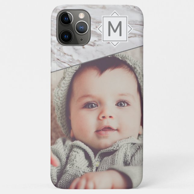 Chic Marble and Monogram with Custom Photo Case-Mate iPhone Case (Back)