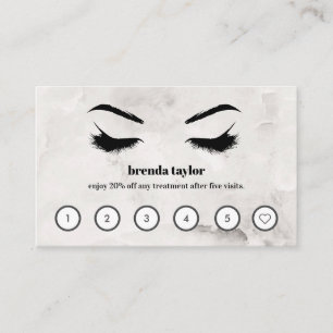 Chic Marble Browbar Eyelash Custom Loyalty Business Card