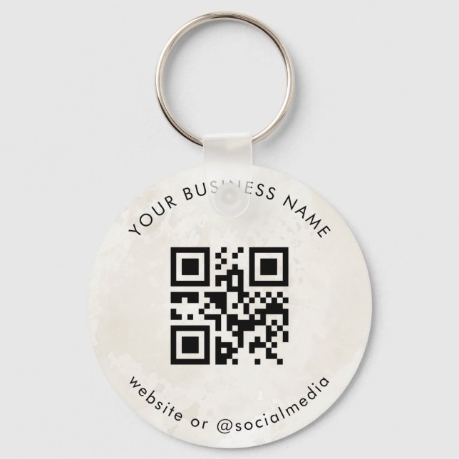 Chic Marble Custom Business Qr Code Scan Keychain (Front)