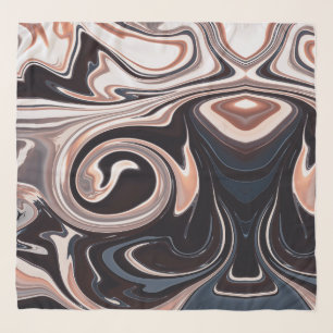 Chic Marble Dynasty Coffee Brown Oriental Black Scarf
