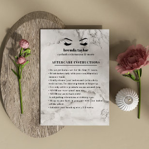 Chic Marble Eyelash Browbar Aftercare Instructions Business Card