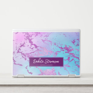Chic Marble Glitzy Glam Purple and Blue Branding HP Laptop Skin