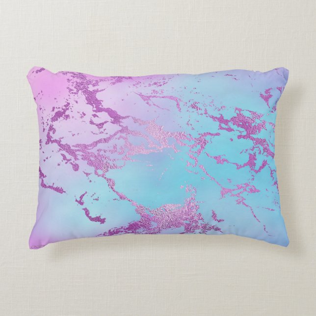 Chic Marble | Glitzy Glam Violet Purple Blue Ombre Accent Pillow (Front)