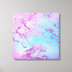 Chic Marble   Glitzy Glam Violet Purple Blue Ombre Canvas Print