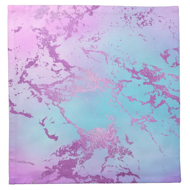 Chic Marble | Glitzy Glam Violet Purple Blue Ombre Cloth Napkin (Front)