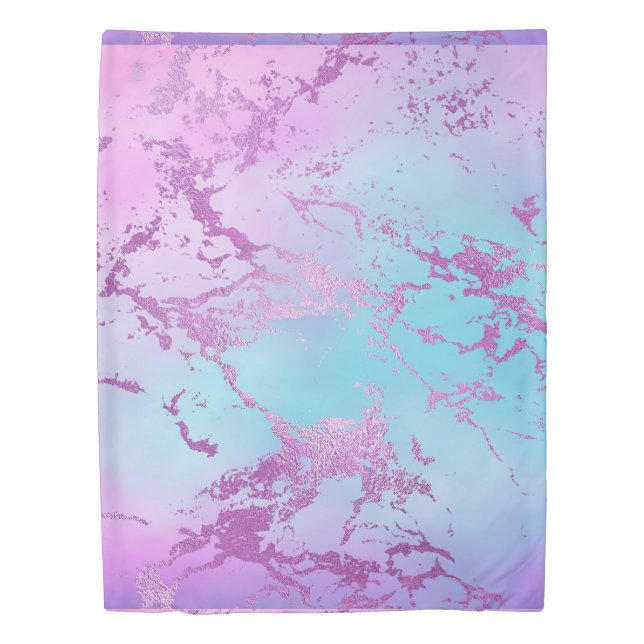Chic Marble | Glitzy Glam Violet Purple Blue Ombre Duvet Cover (Front)