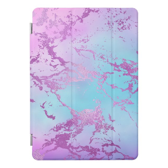 Chic Marble | Glitzy Glam Violet Purple Blue Ombre iPad Pro Cover (Front)