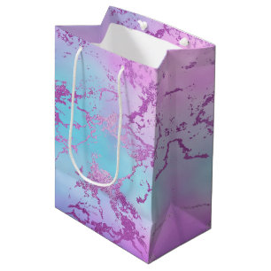 Chic Marble Glitzy Glam Violet Purple Blue Ombre Medium Gift Bag