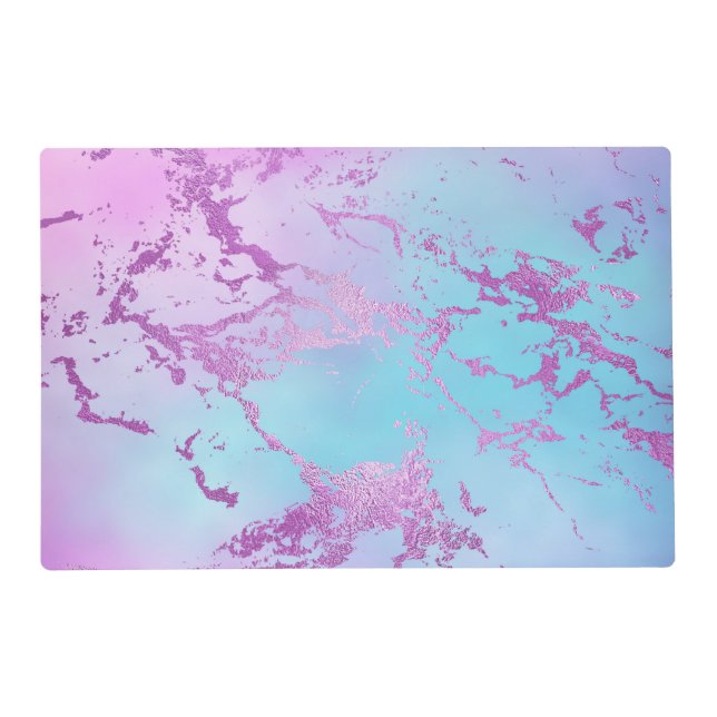Chic Marble | Glitzy Glam Violet Purple Blue Ombre Placemat (Front)