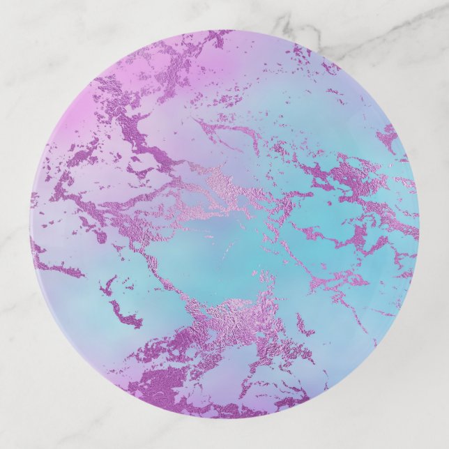 Chic Marble | Glitzy Glam Violet Purple Blue Ombre Trinket Tray (Front)