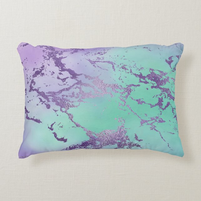Chic Marble | Lavender Purple and Mint Green Accent Pillow (Front)