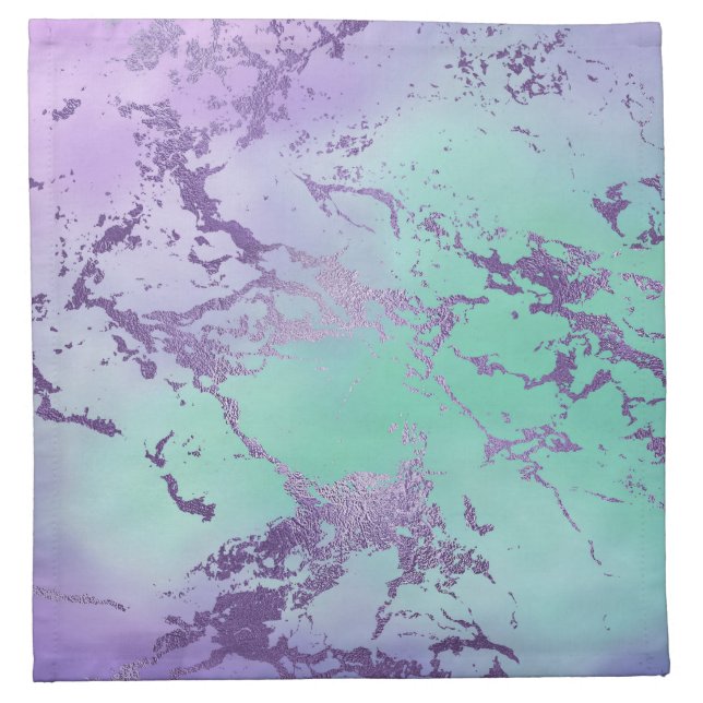 Chic Marble | Lavender Purple and Mint Green Cloth Napkin (Front)