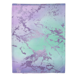 Chic Marble Lavender Purple and Mint Green Duvet Cover