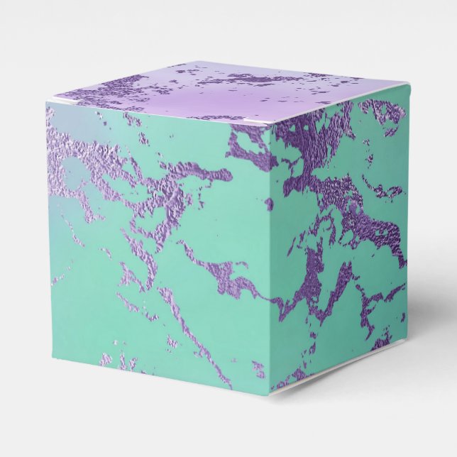 Chic Marble | Lavender Purple and Mint Green Favor Boxes (Front Side)