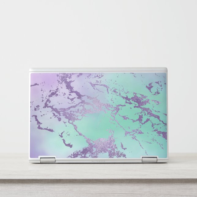 Chic Marble | Lavender Purple and Mint Green HP Laptop Skin (Front)