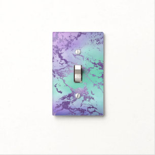 Chic Marble   Lavender Purple and Mint Green Light Switch Cover