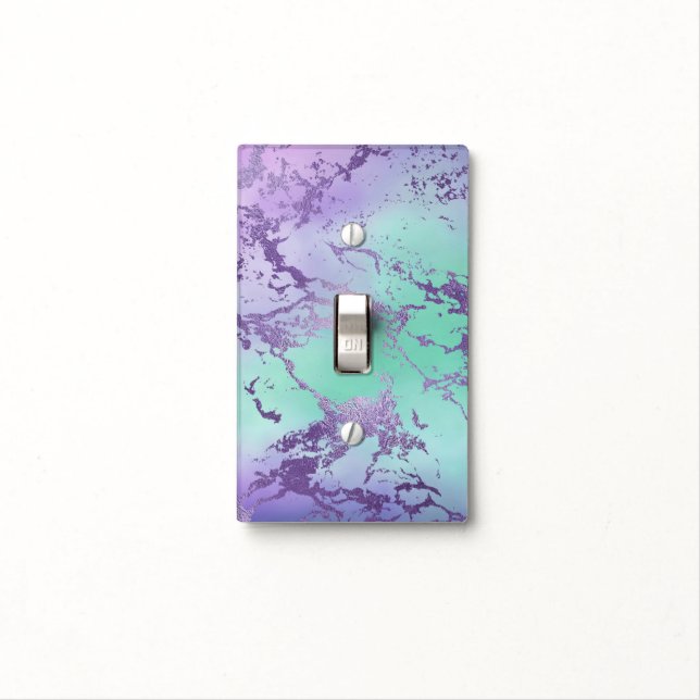 Chic Marble | Lavender Purple and Mint Green Light Switch Cover (In Situ)
