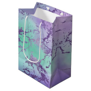 Chic Marble   Lavender Purple and Mint Green Medium Gift Bag
