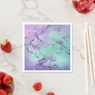 Chic Marble   Lavender Purple and Mint Green Napkins