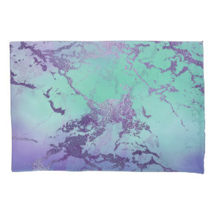 Chic Marble Lavender Purple and Mint Green Pillow Case
